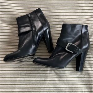 Cole Haan Black Leather Ankle Boots with side zipper.
